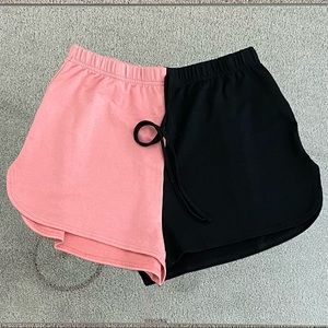 Pink/Black Colorblock Drawstring Shorts